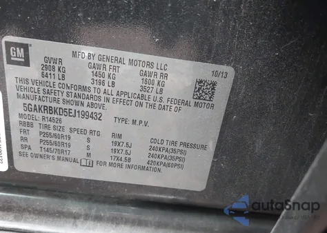 2014 Buick Enclave Leather z USA, uszkodzony, nr VIN 5GAKRBKD5EJ199432